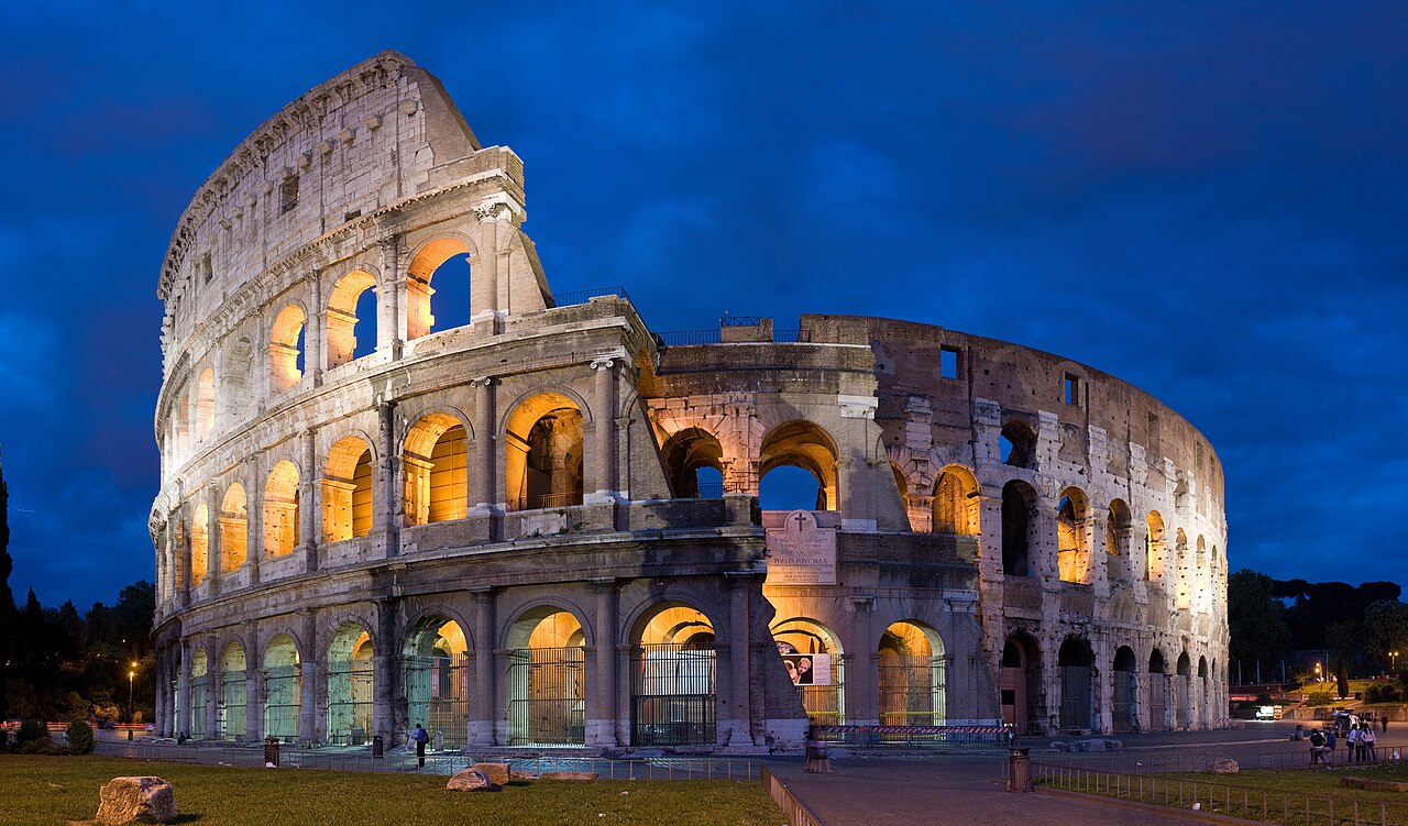 The Colosseum, an ancient amphitheatre in central Rome, Italy.